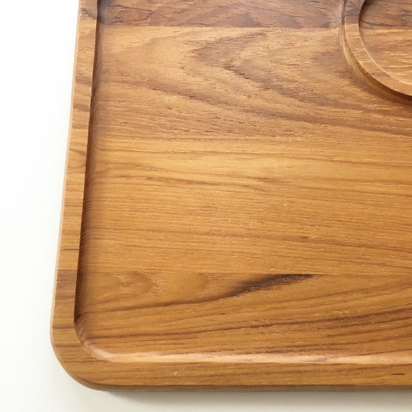 Dolphin Teak 2 Section Cheese Board Serving Tray - Picture 4 of 8